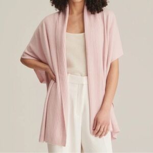 NAADAM Cashmere Ribbed Collar Open Front Poncho Cardigan Size XS/S